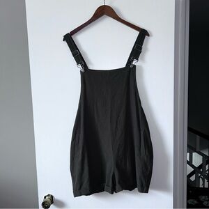 Olive Army Green Overalls with Adjustable Straps and Pockets